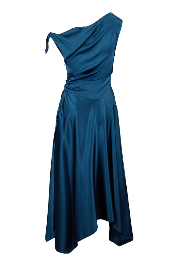 Staud Portia Silk Teal Midi Dress - view 2