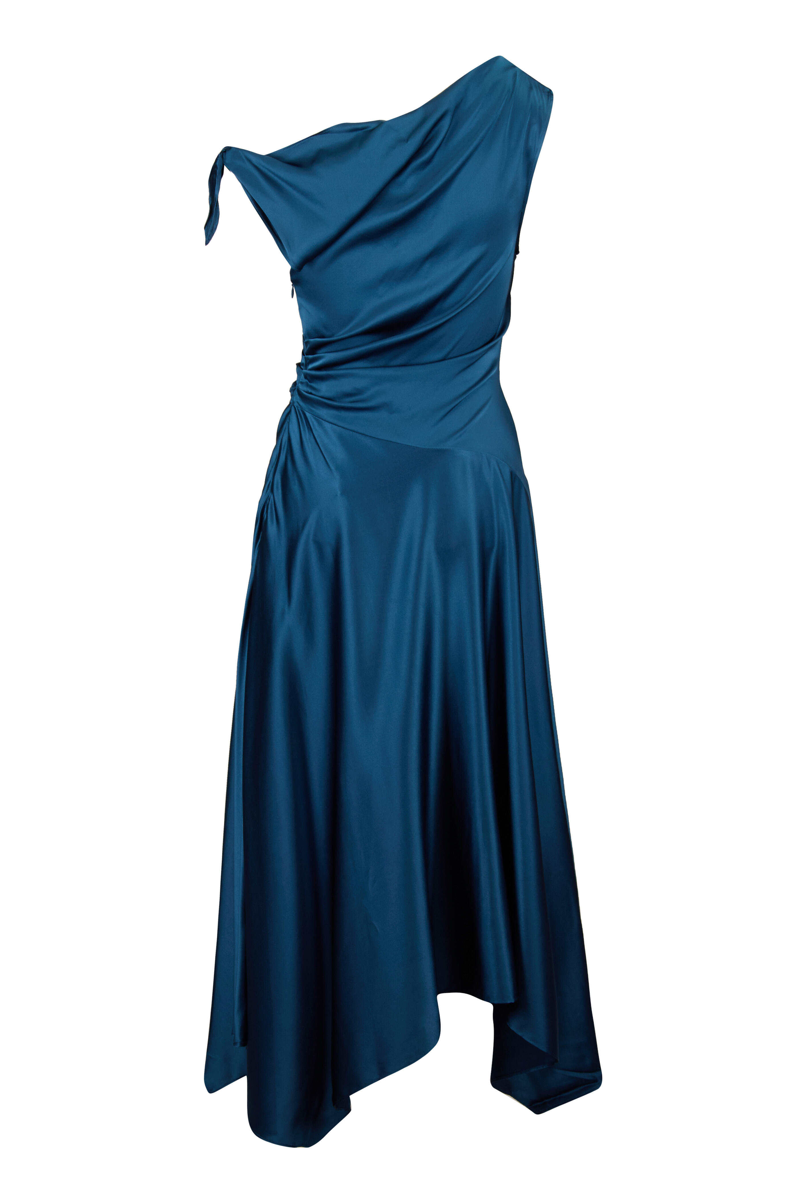 Staud - Portia Silk Teal Midi Dress - view 2