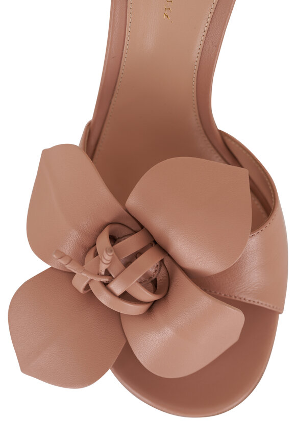 Gianvito Rossi - Lucilla Peach Flower Leather Mule, 85mm