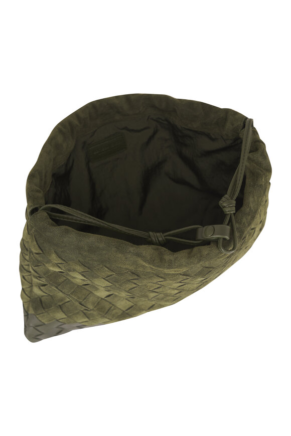 Bottega Veneta Dustbag Green Tweed Suede Drawstring Clutch Bag - view 4