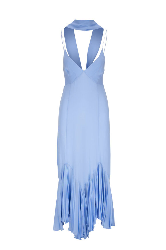 Khaite - Candita Cornflower Blue Silk Maxi Dress 