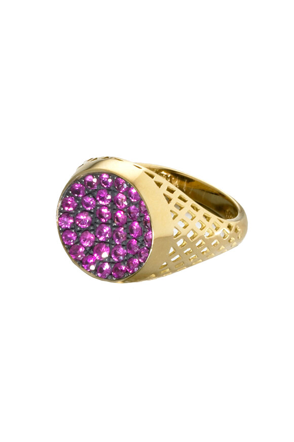 Ray Griffiths - 18K Gold Pink Sapphire Signet Ring