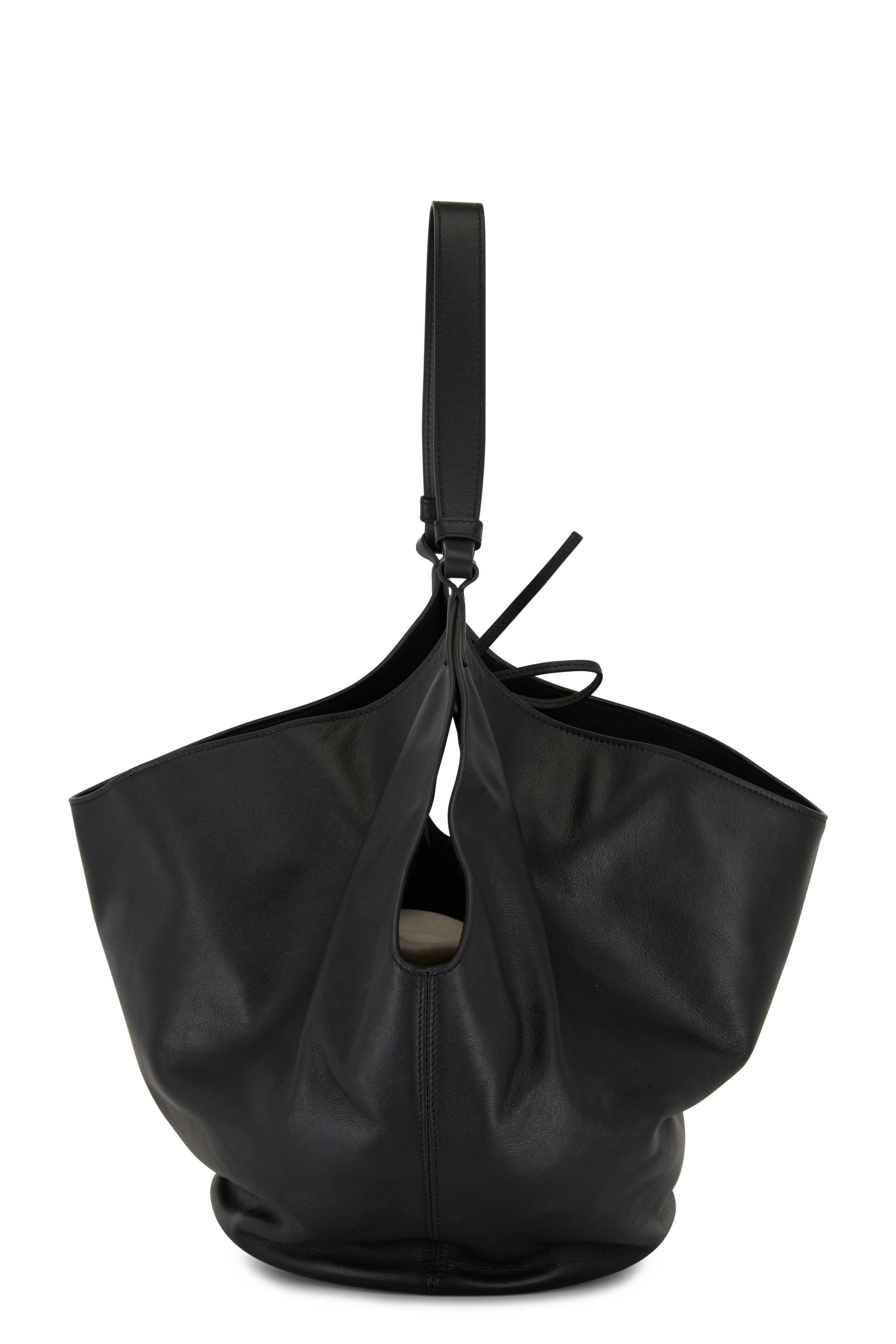 Khaite - Lotus Black Leather Medium Tote