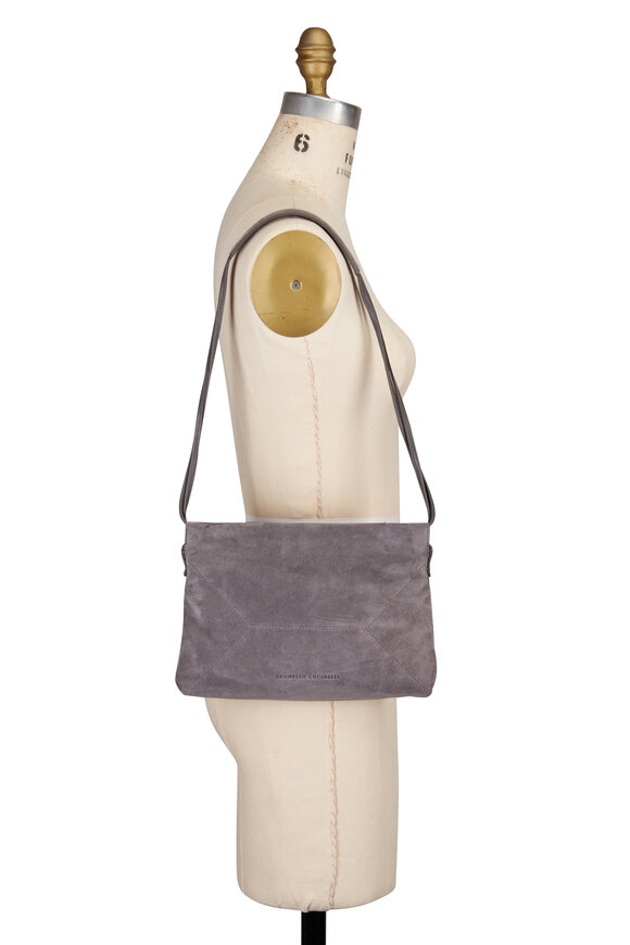 Brunello Cucinelli Small Duo Steel Suede Shoulder Bag - view 5