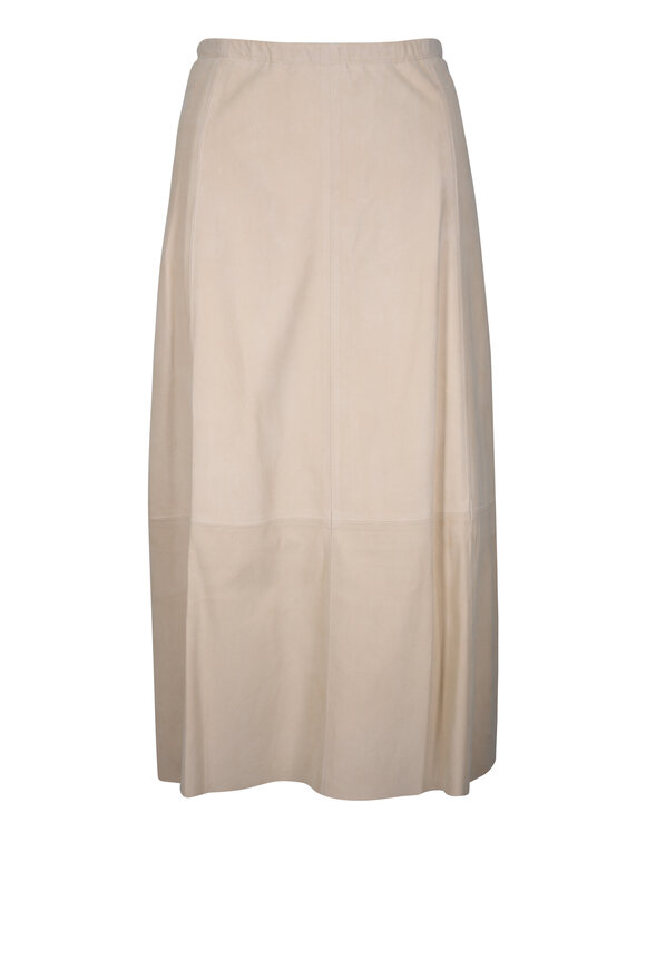Vince Sand Beige Suede Paneled Skirt - view 1