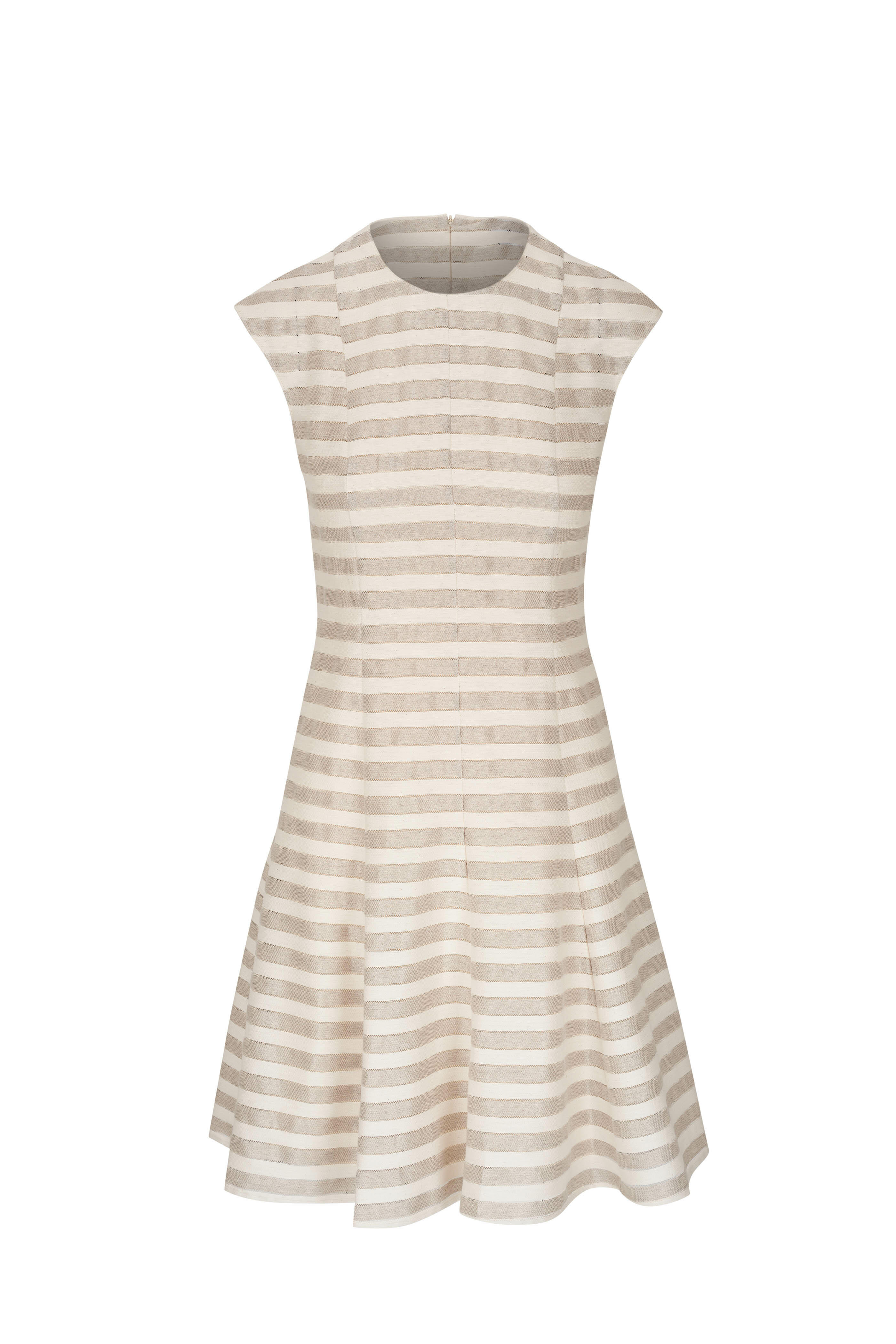 Akris Punto Beige/Multicolor Tweed Zip-up Dress Size 12