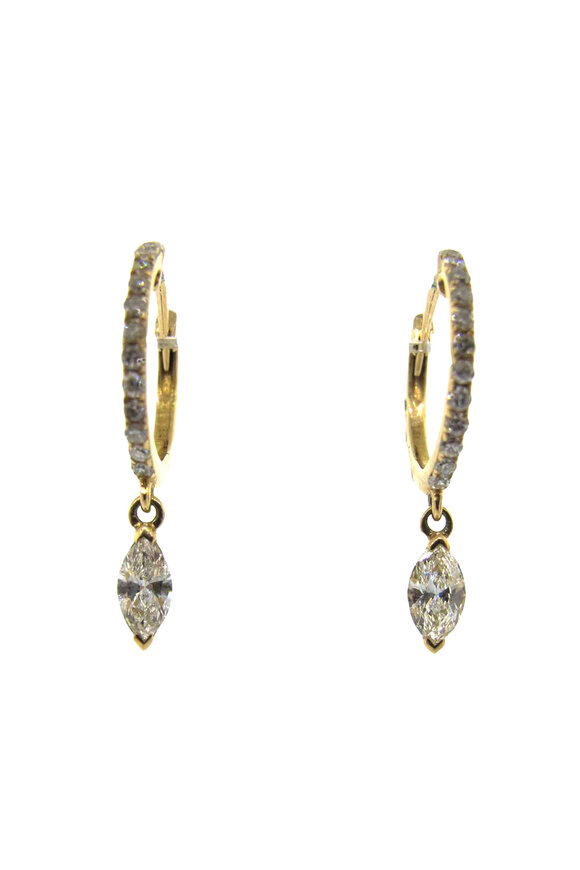 Loree Rodkin Small Pave Drop Charm Hoops - view 1