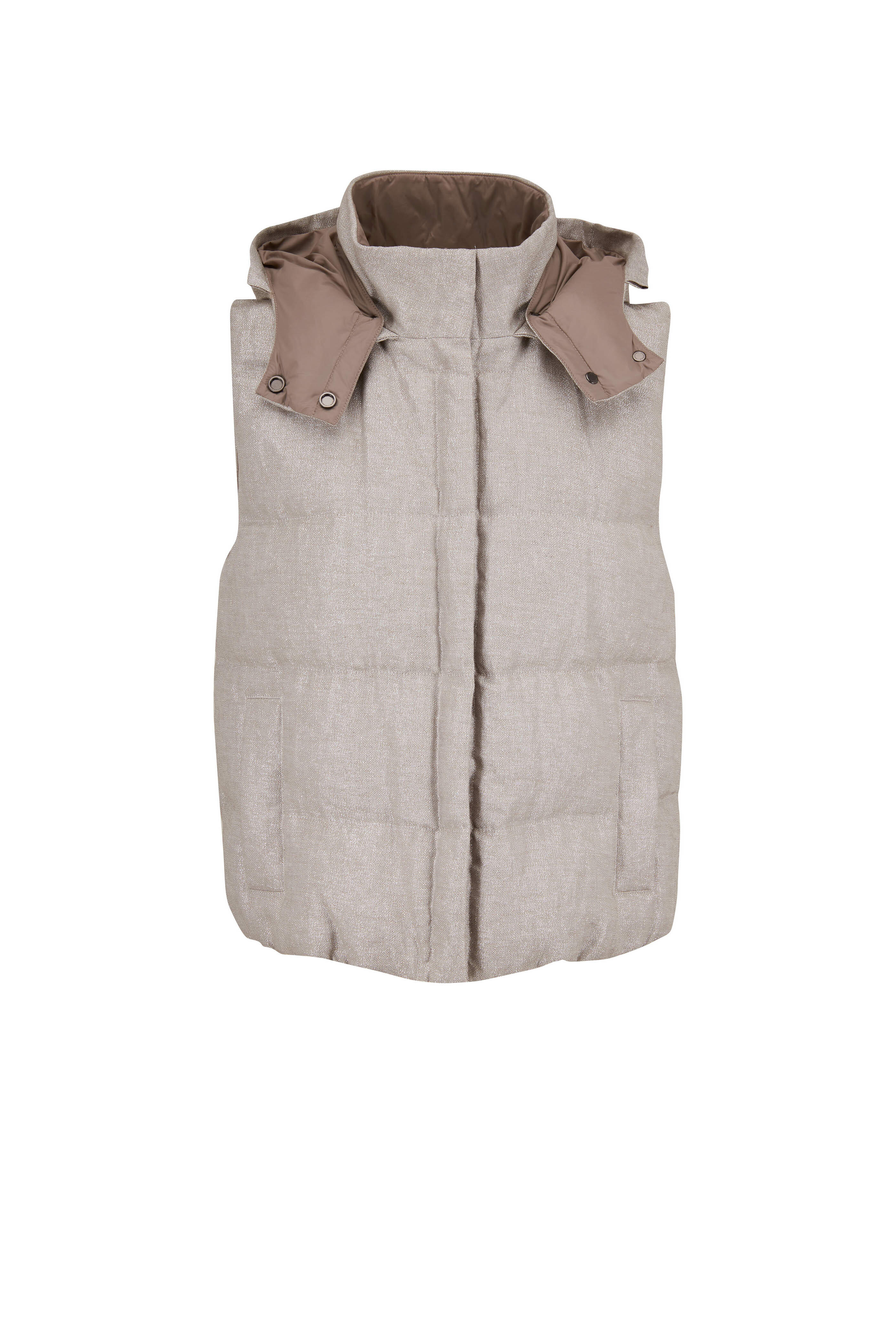 ダウンベスト Brunello Cucinelli Gilet Imbottito Con Cappuccio Brunello Cucinelli - Black Wool Down Hooded Vest