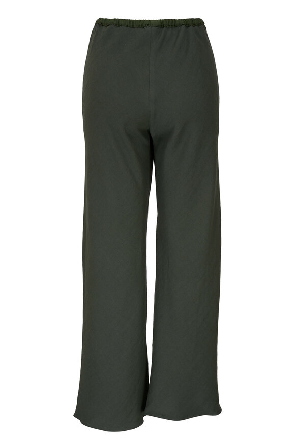 Peter Cohen - Green Stretch Linen Wide Leg Cropped Pant