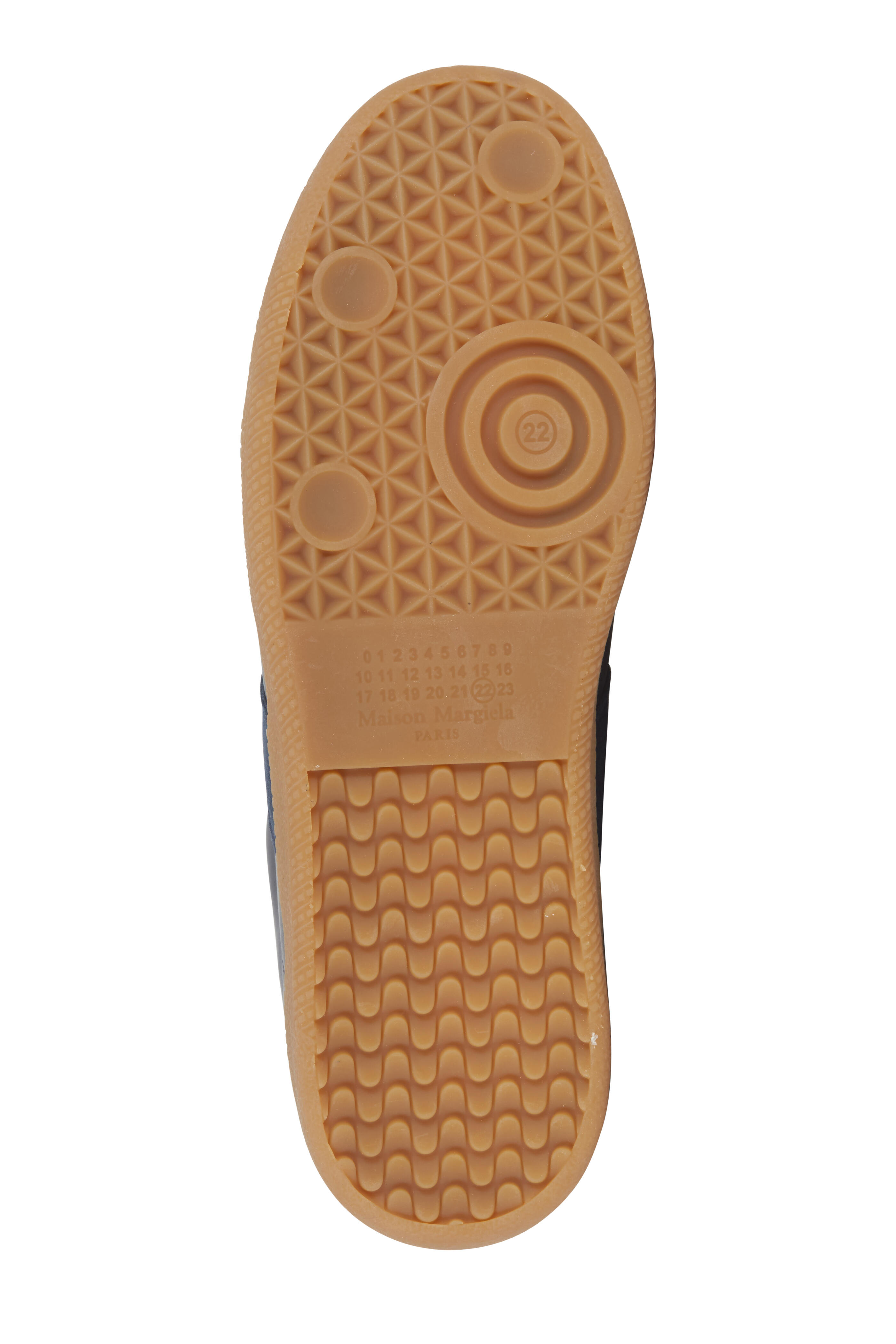 Maison Margiela - Replica Navy Blue Leather & Suede Lace-Up Sneaker