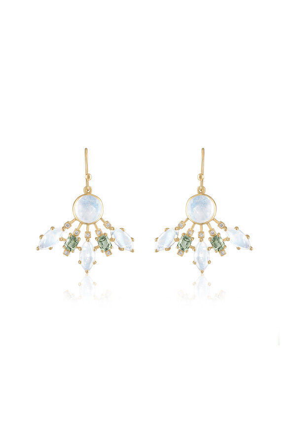 Loriann - Glory Moonstone & Sapphire Earrings