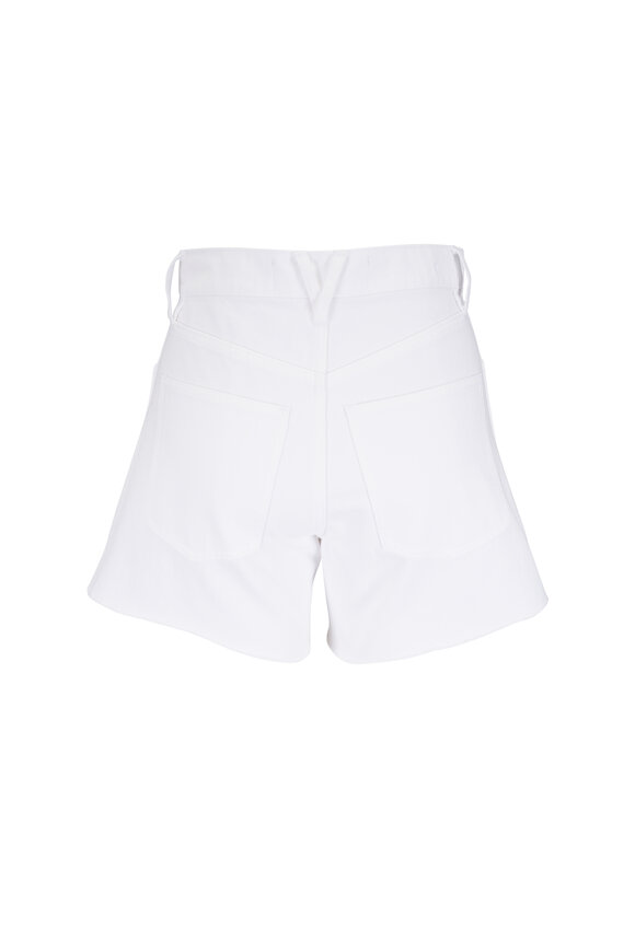 Veronica Beard Ellis White Crossover-Waistband Denim Shorts - view 5
