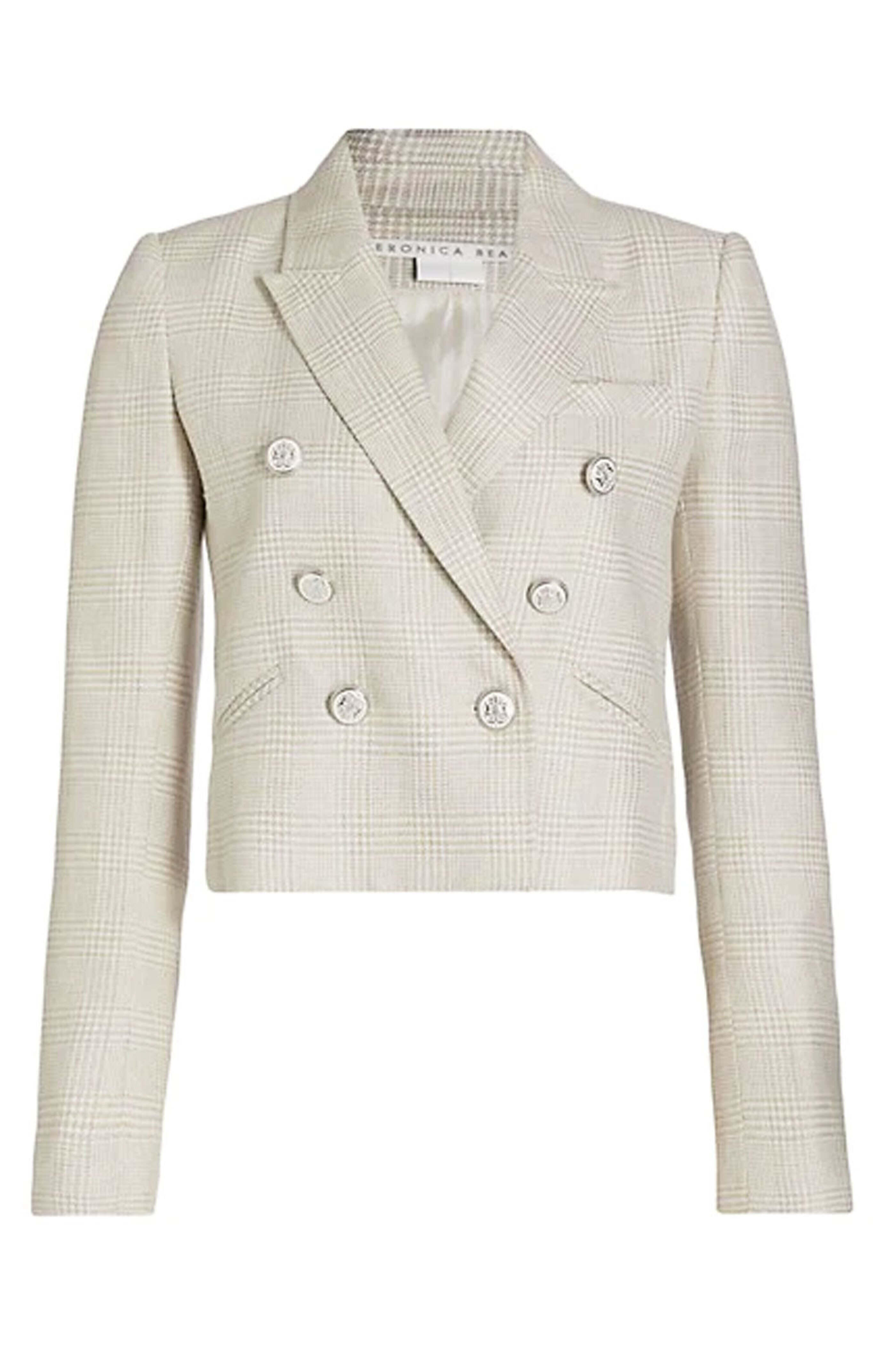 Veronica Beard - Oatmeal Check Cropped Nevis Jacket