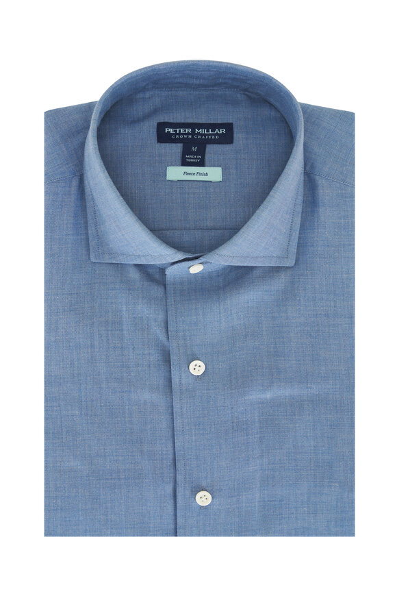 Peter Millar - Cumbria Brook Blue Fleece Finish Sport Shirt