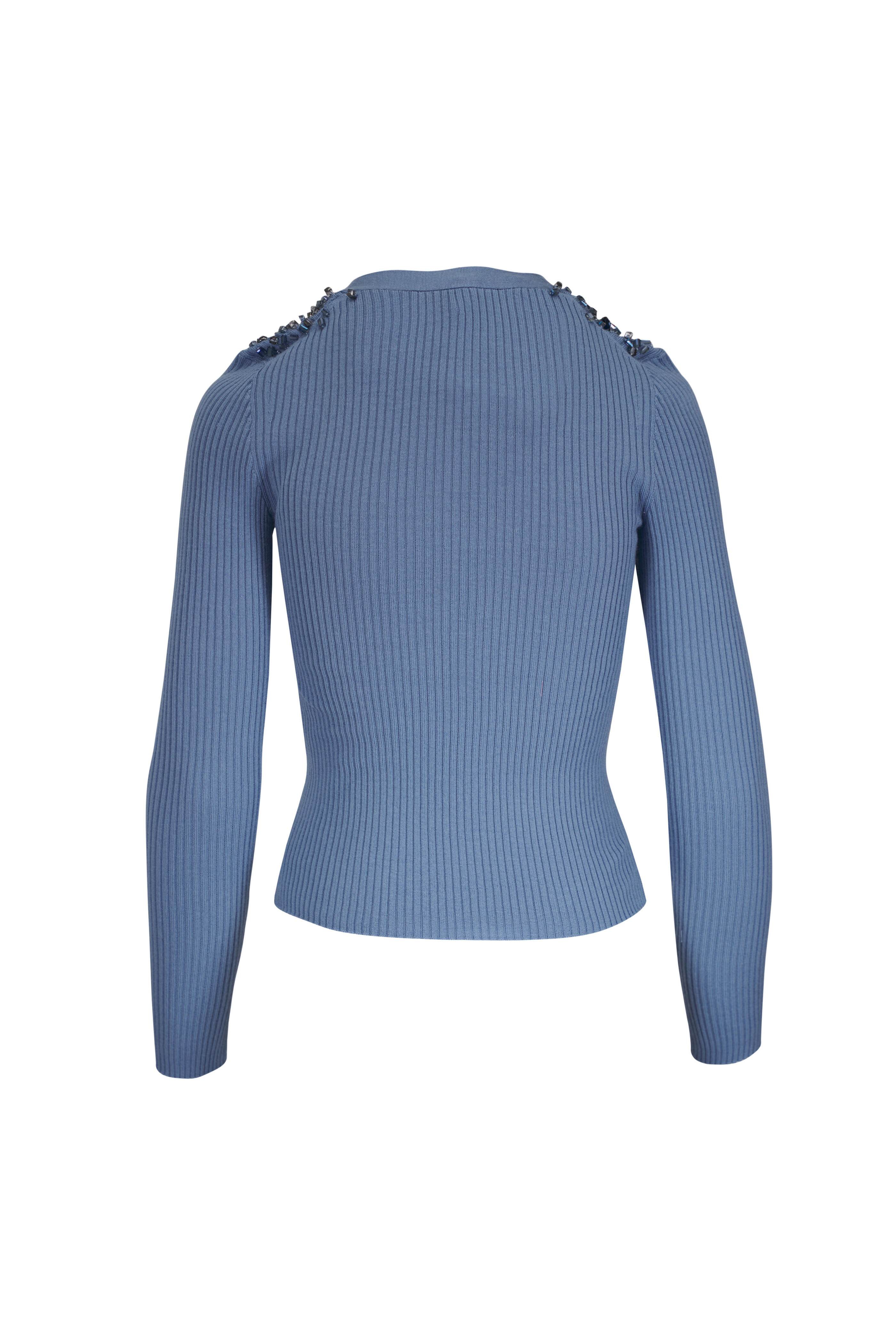 Dorothee Schumacher - Blue Embellished Wool Cardigan Twinset