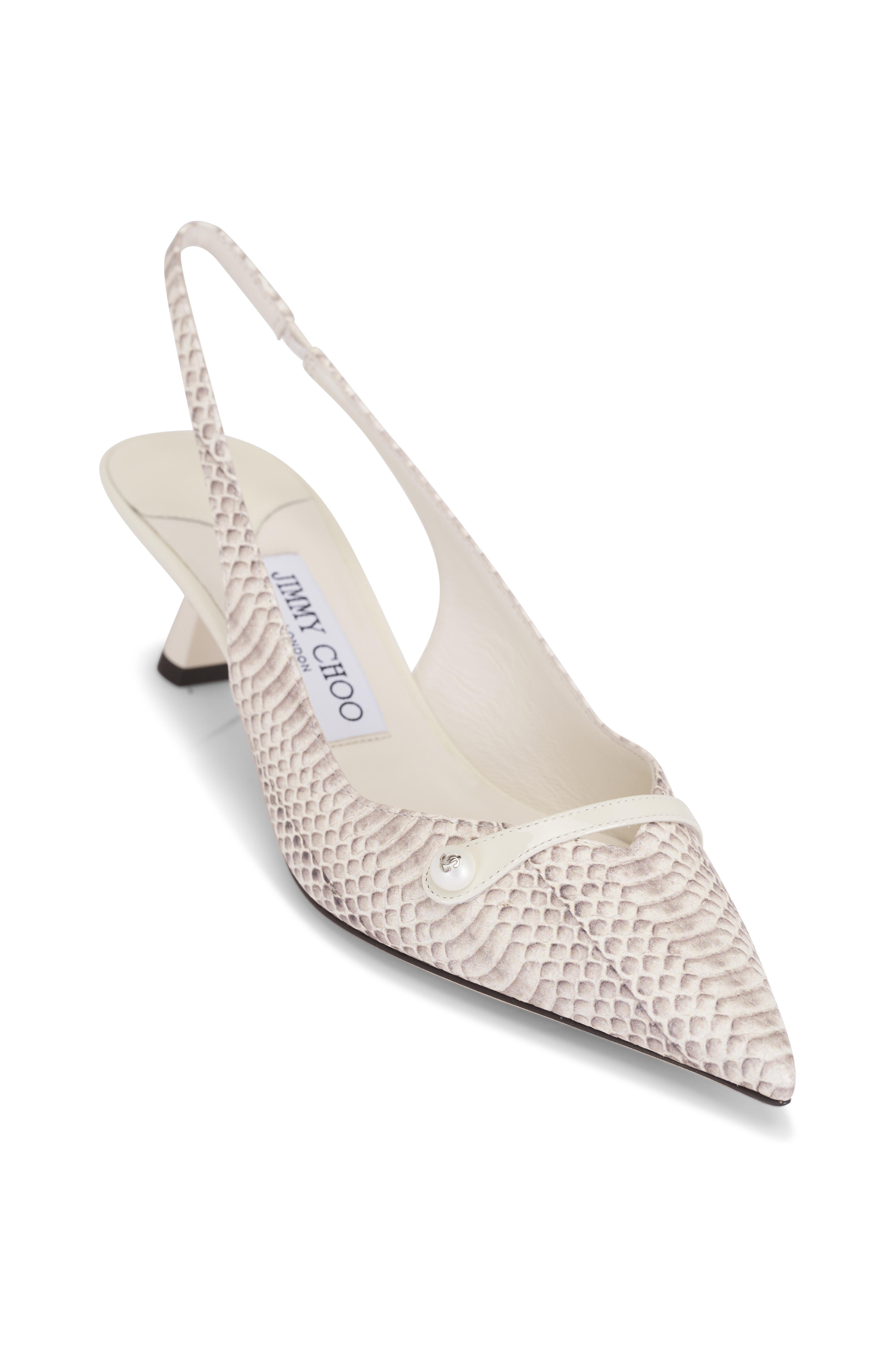 Jimmy Choo - Amita Embossed Leather Slingback, 45mm