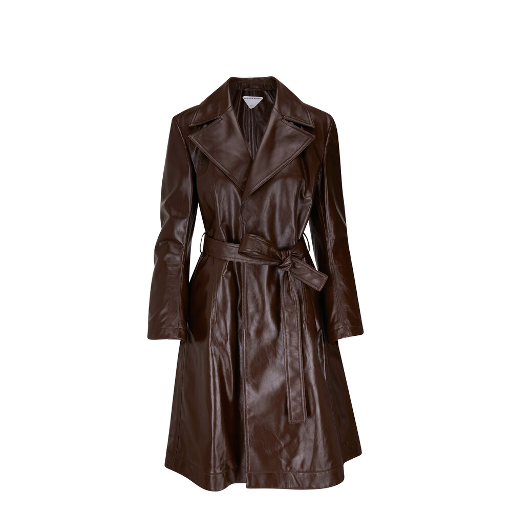 Bottega Veneta - Dark Chestnut Leather Trench Coat