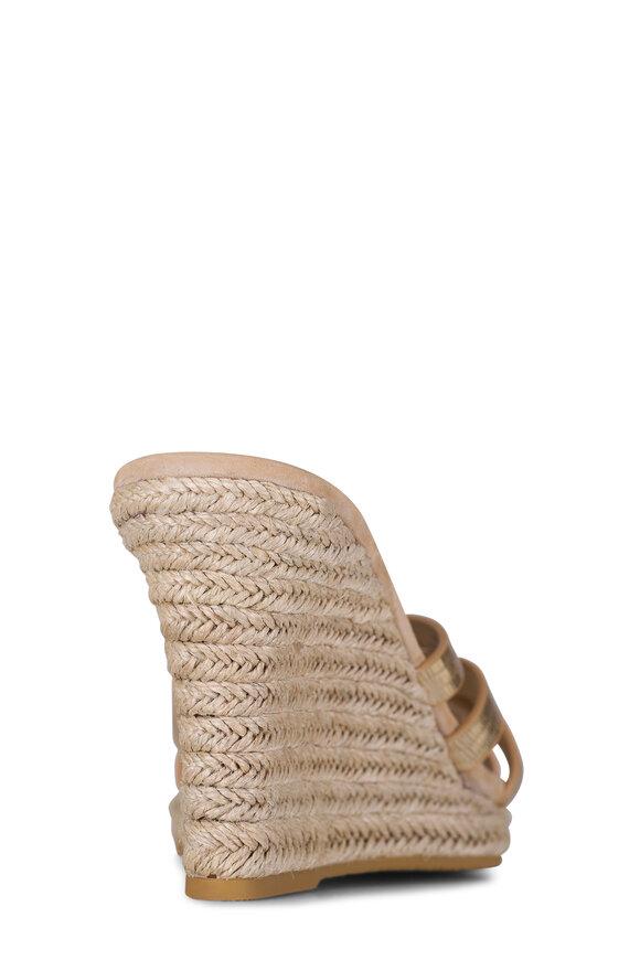 Veronica Beard Phylina Gold Leather Wedge Sandal, 90mm - view 4
