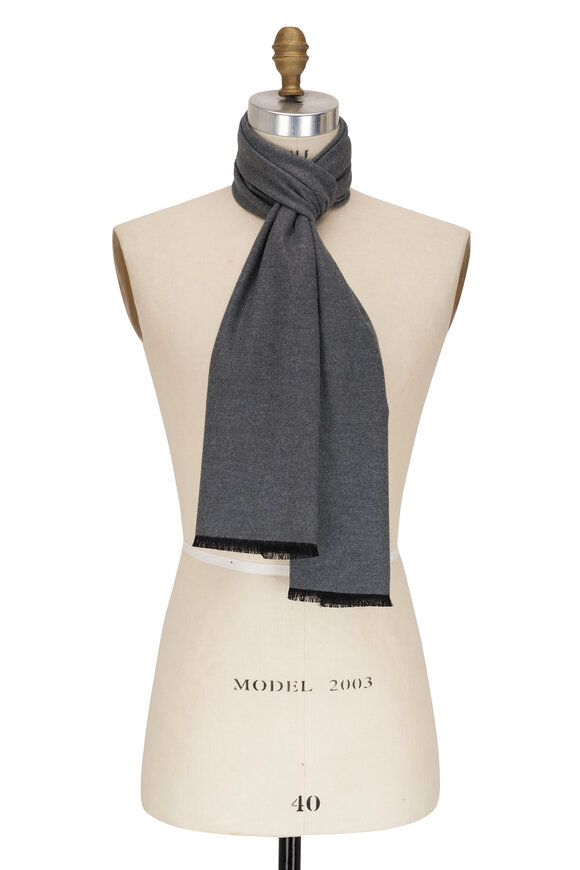 Chelsey Imports Black & Gray Reversible Brushed Silk Scarf - view 2