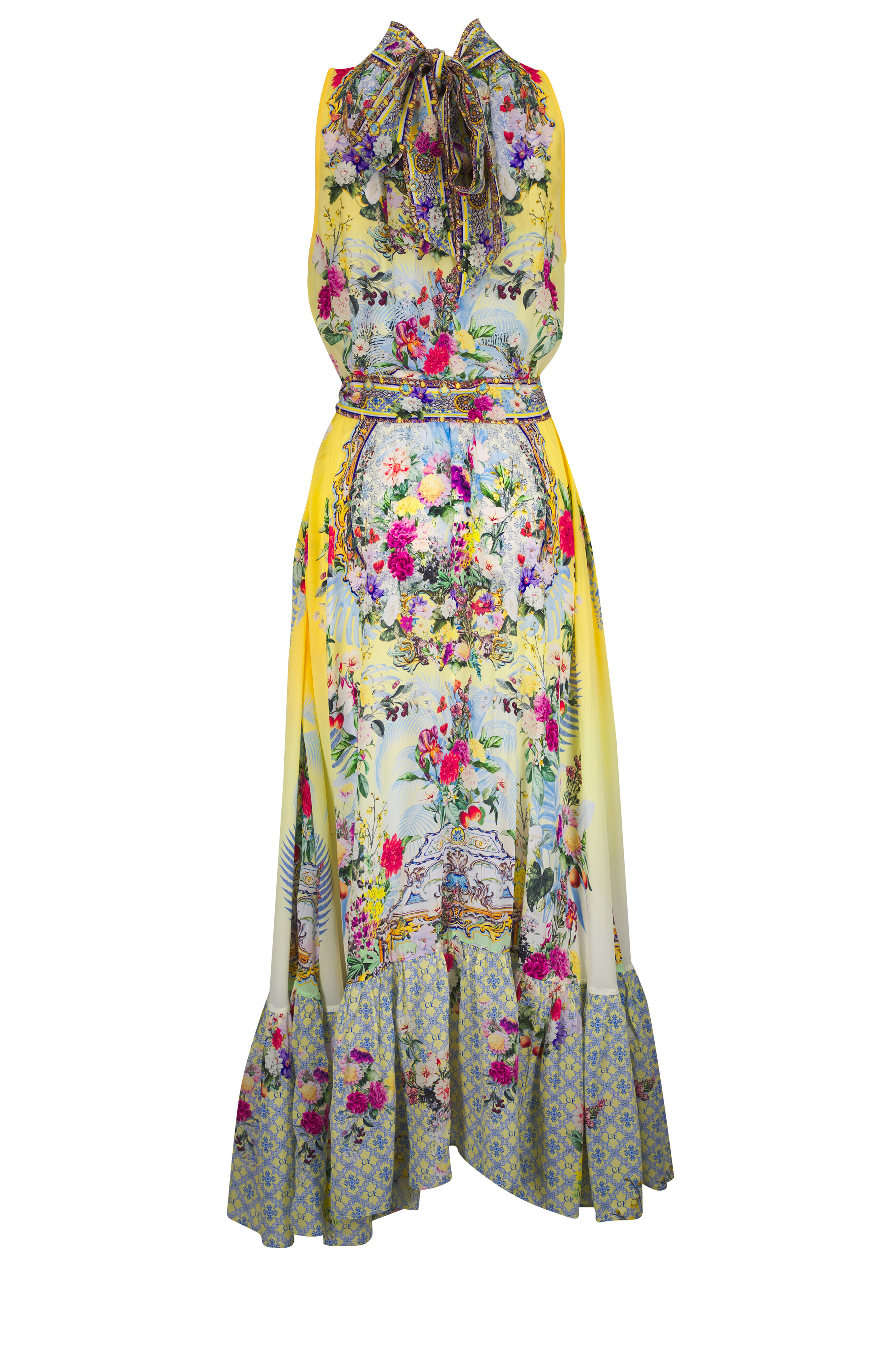 Camilla - Flor Fantástica Tie Neck Maxi Dress