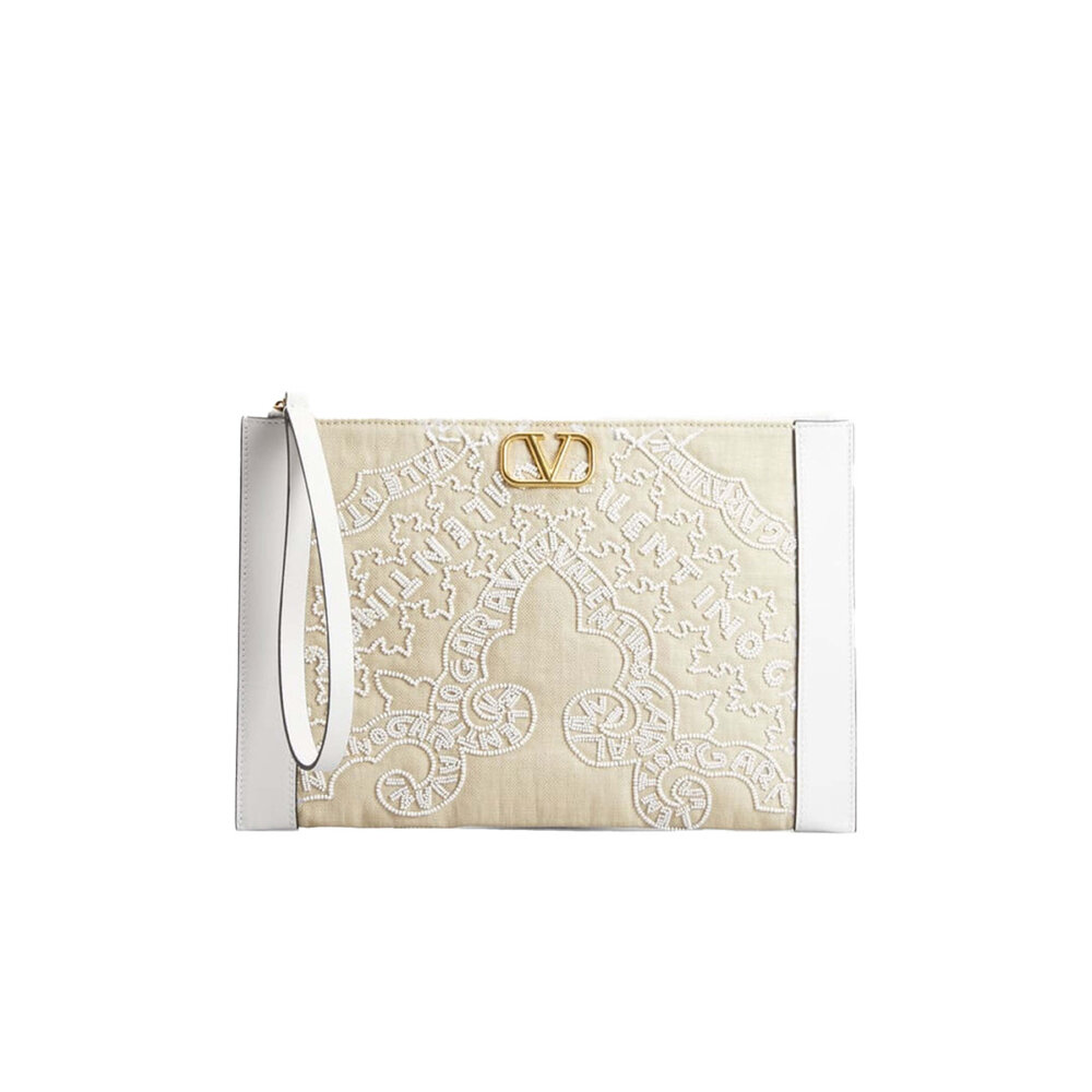 Valentino Garavani - Large VLOGO Signature Beaded Flat Pouch