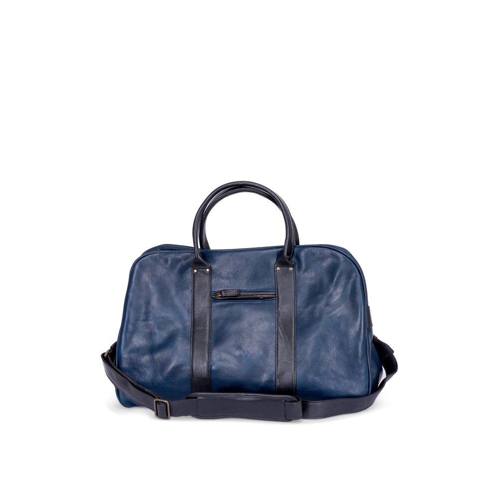 Moore & Giles Taylor Titan Milled Navy & Black Leather Duffle