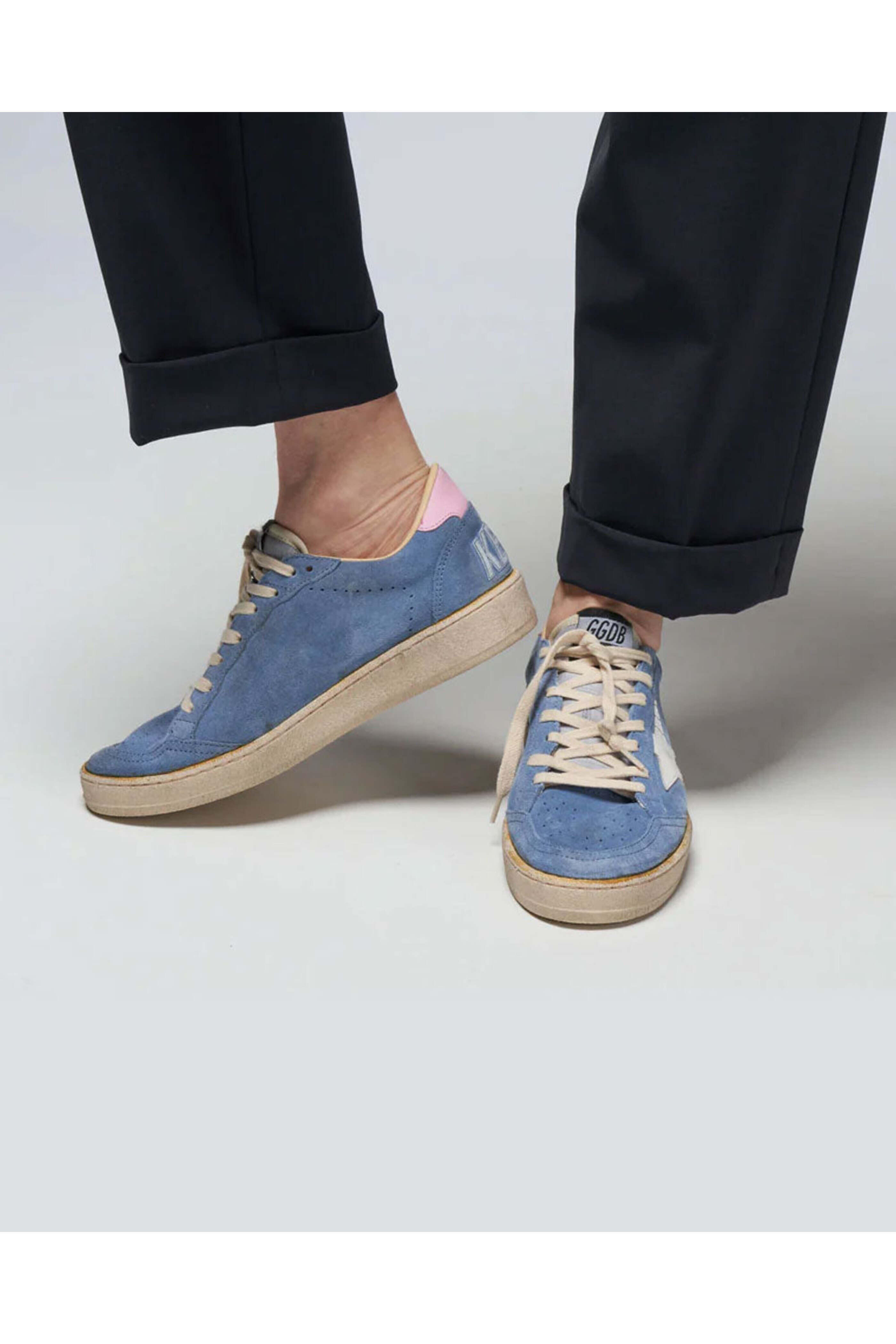 Golden Goose - Ballstar Suede Sneaker in Powder Blue and Pink