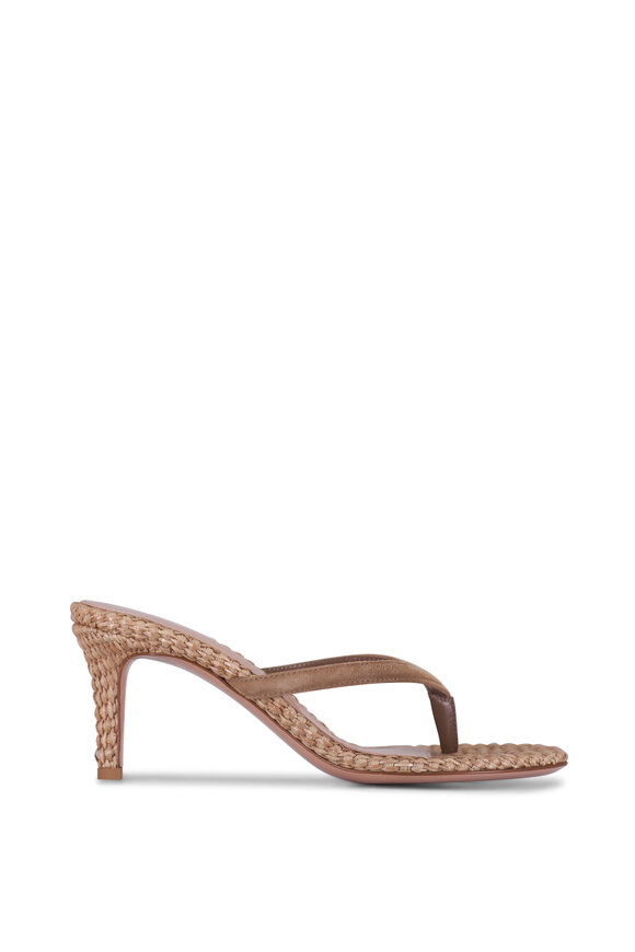 Gianvito Rossi Calypso Camel Raffia Sandal, 70mm - view 3