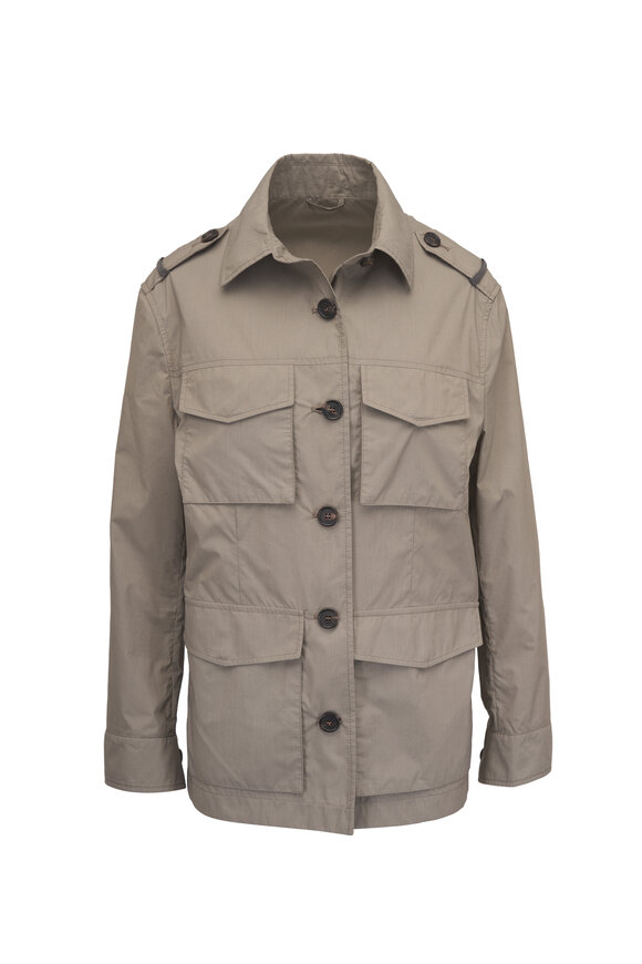 Brunello Cucinelli Khaki Green Techno Poplin Jacket