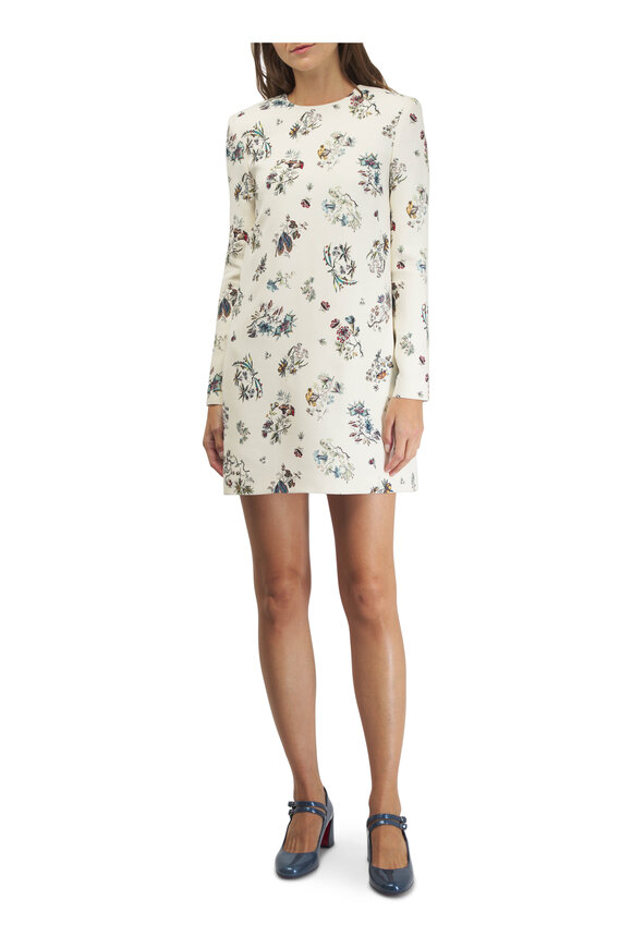 Adam Lippes - Floral Shift Printed Silk Wool Mini Dress