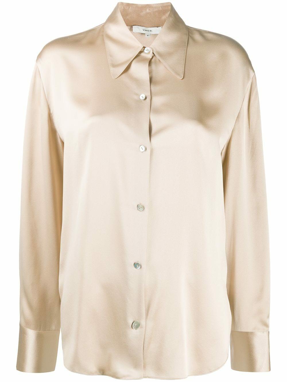 Vince - Sand Silk Extended Collar Blouse | Mitchell Stores