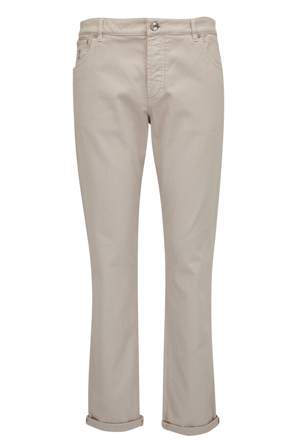 Brunello Cucinelli - Off White Garment Dyed Skinny Fit Jean