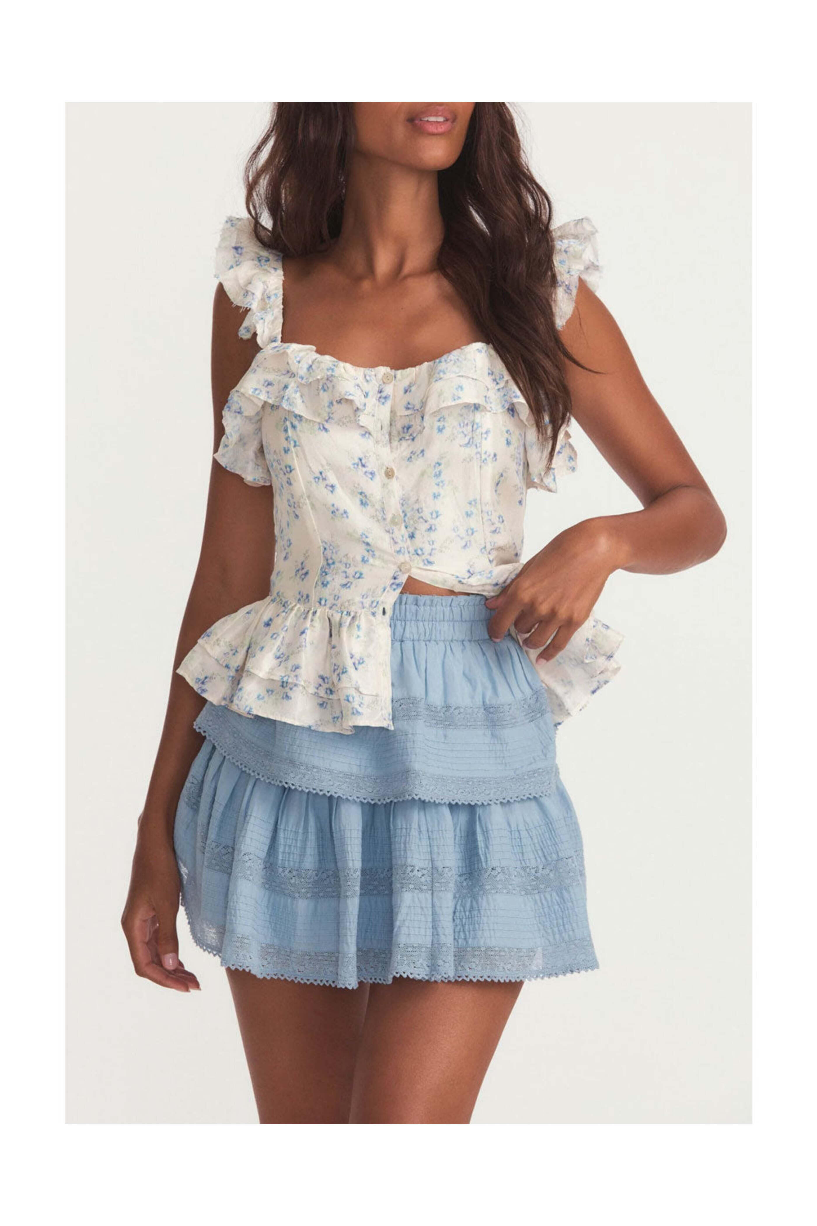Loveshackfancy - Heather Blue Ruffle Mini Skirt - view 2