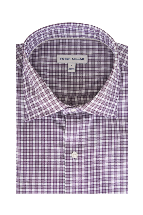 Peter Millar Crown Lite Atlas Burgundy Check Sport Shirt - view 1