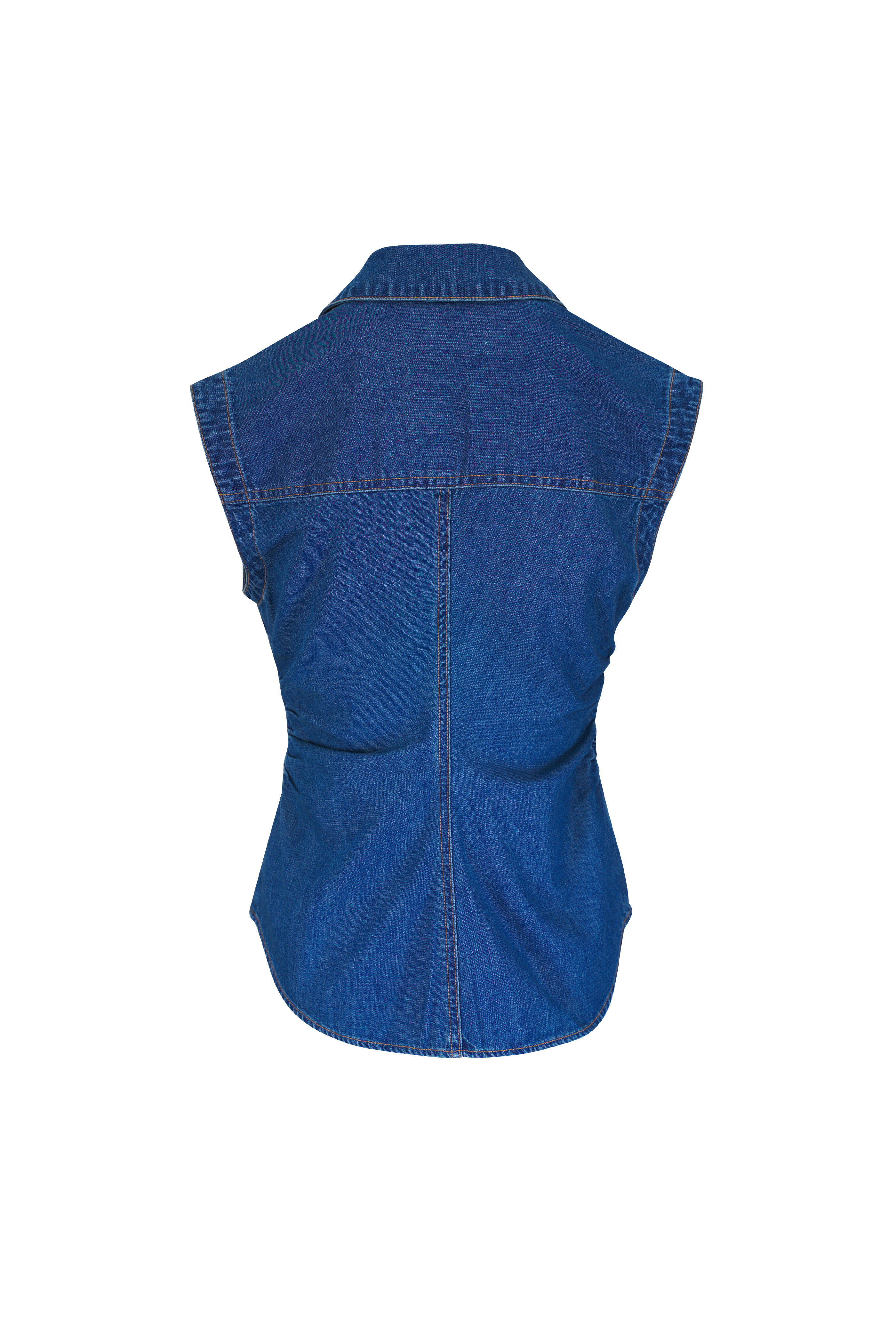 Veronica Beard - Sera Serendipity Denim Ruched Button-Up Shirt