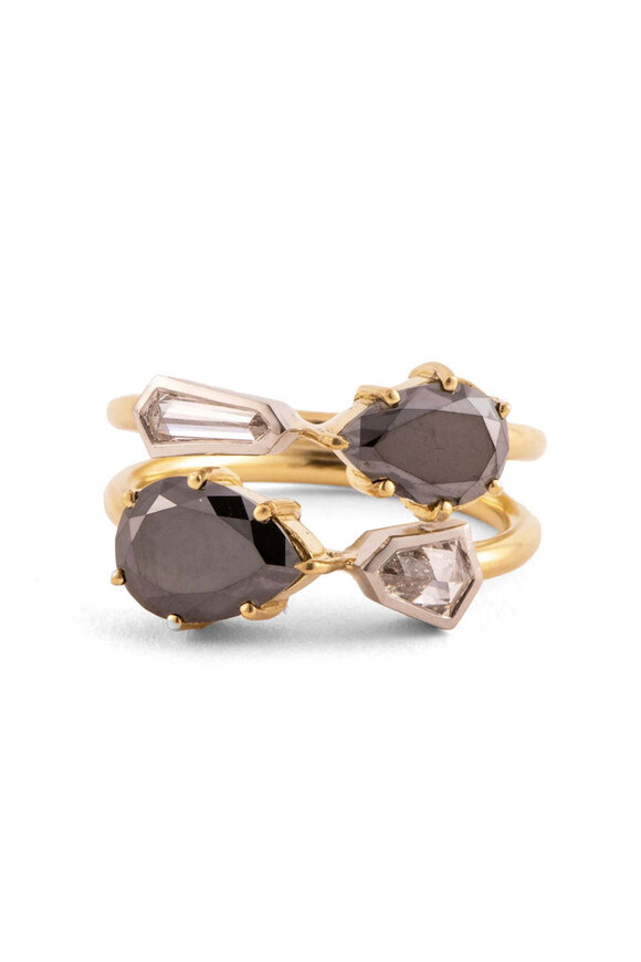 Sylva & Cie Mixed Diamond Cut Double Ring