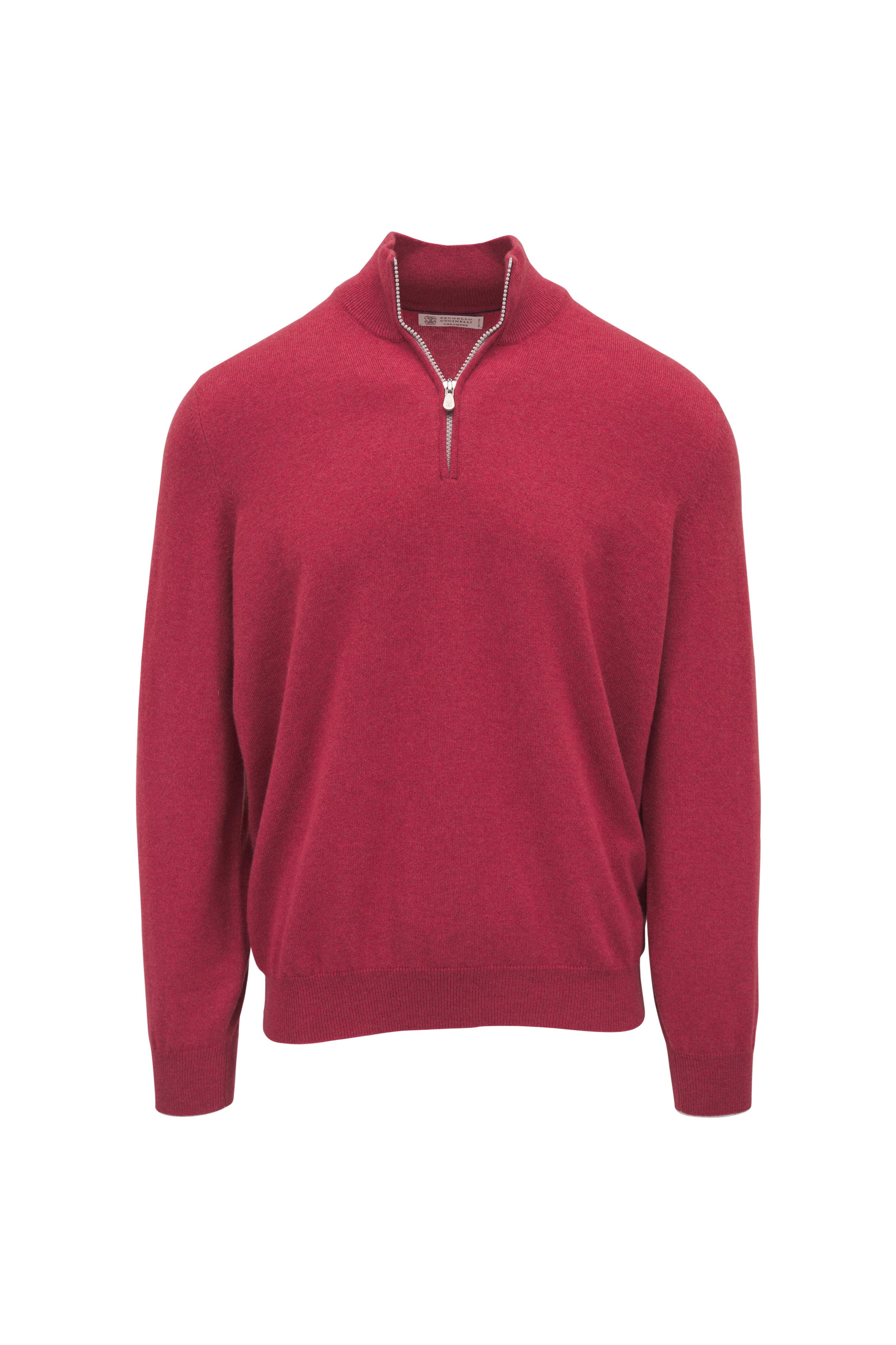 Brunello Cucinelli - Strawberry Cashmere Quarter Zip Sweater