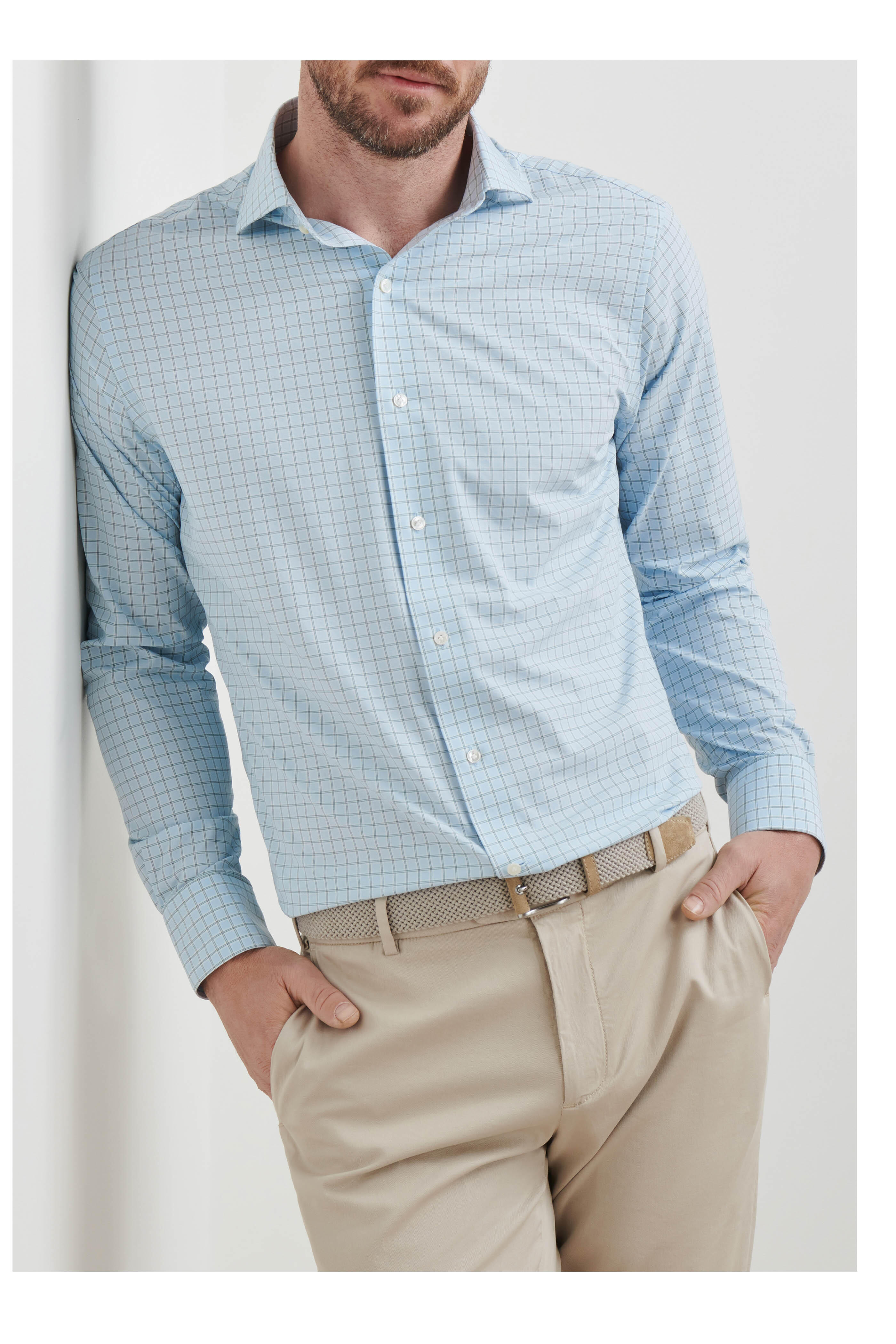 Peter Millar - Bechet Performance Blue Frost Plaid Sport Shirt