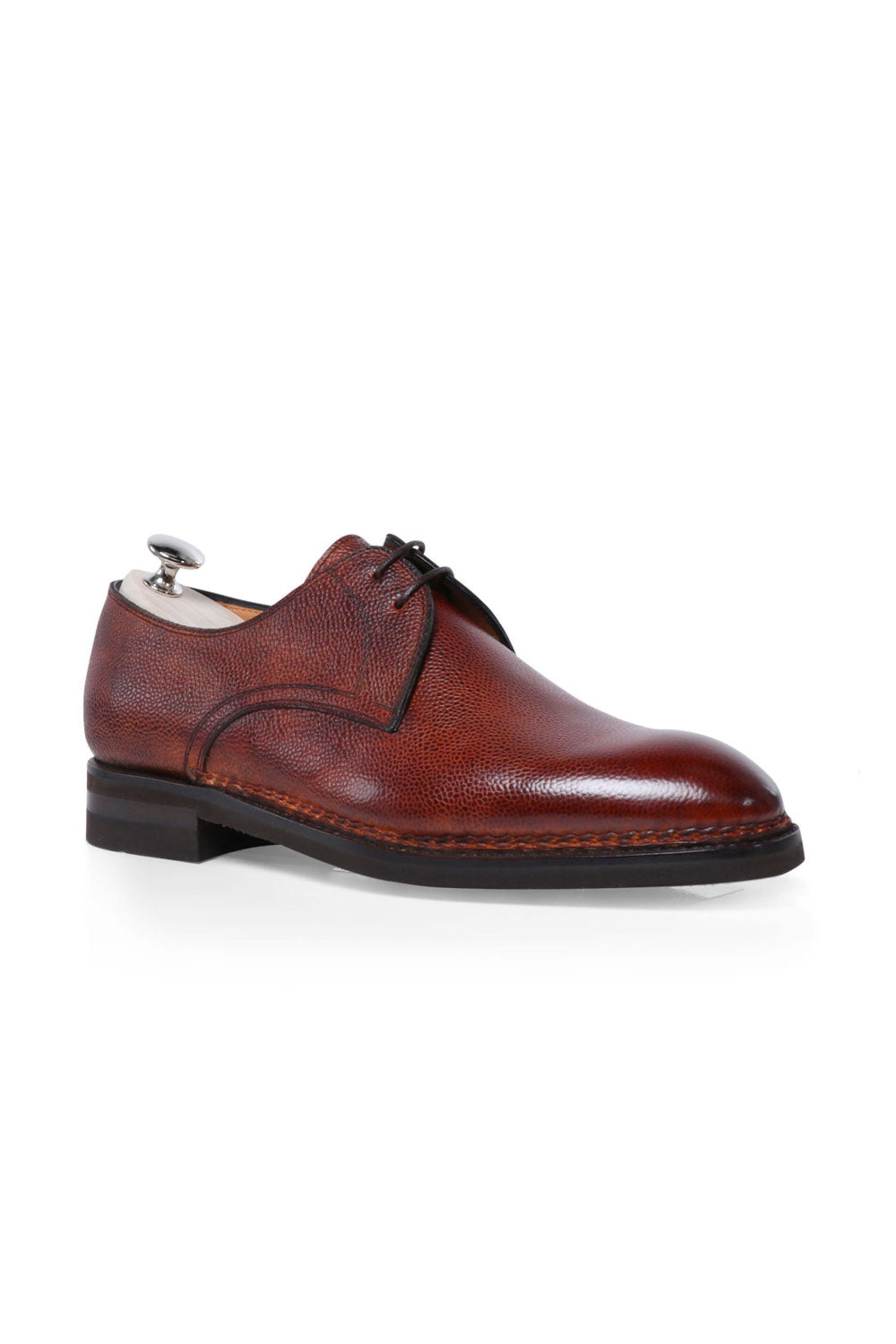Bontoni - Carnera Pebble Grain Leather Laceup in Brown
