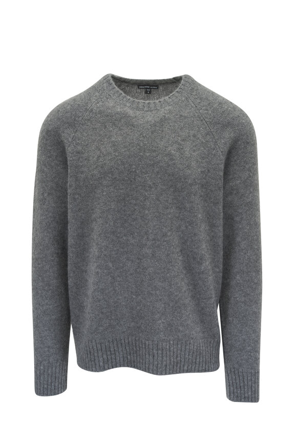 James Perse Charcoal Gray Textured Cashmere Crewneck Sweater