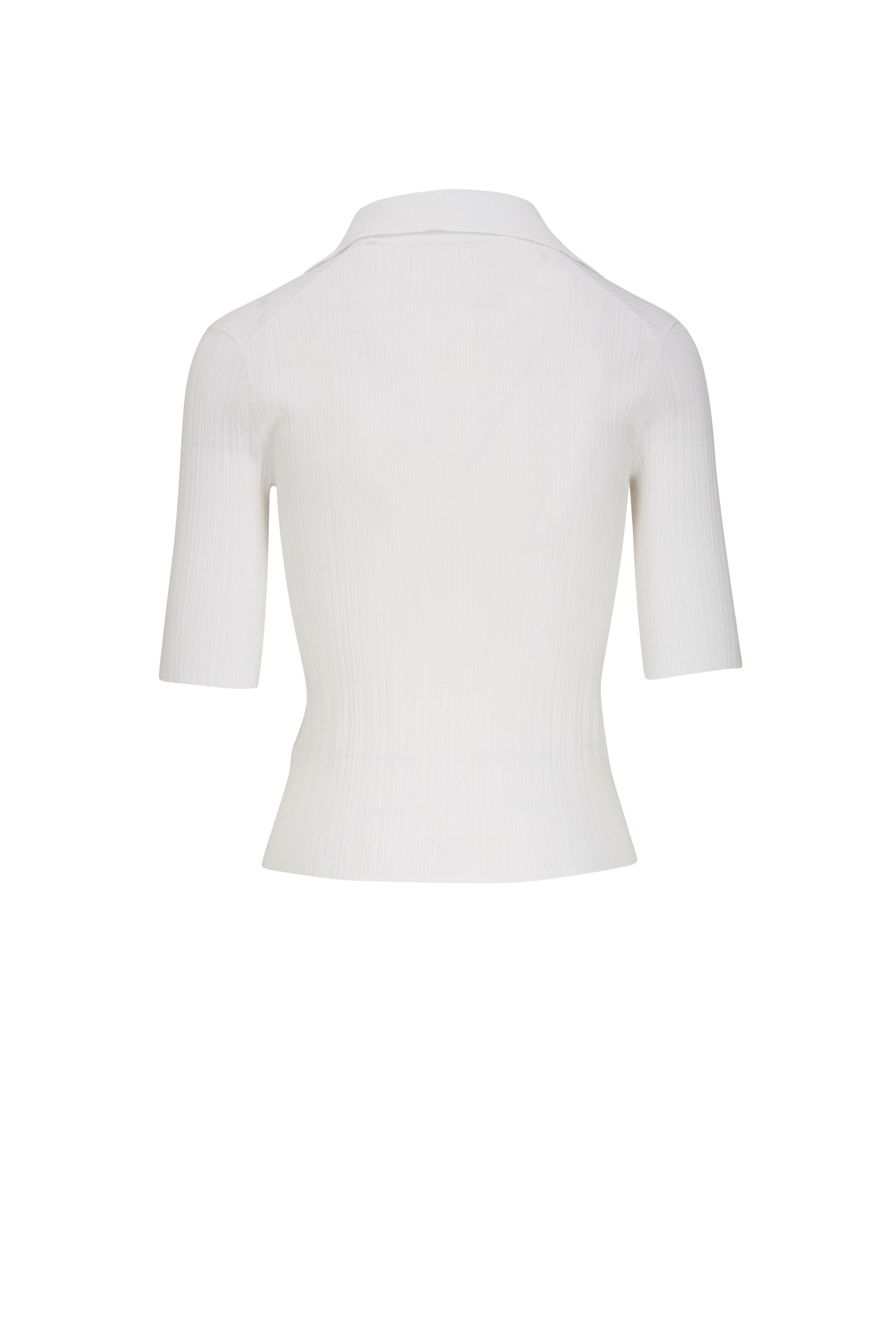White Printed Ribbed Polo T-shirt|124160601-Cloud-Dancer