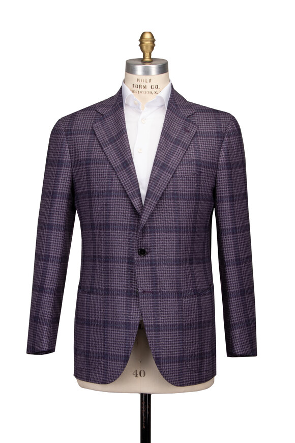 Cesare Attolini Lavender Plaid Cashmere Sportcoat - view 2