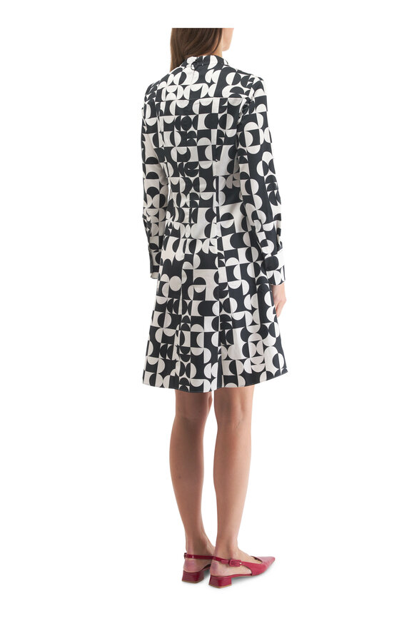 Akris Punto - Cream & Black Half Circle Print Cotton Shirtdress