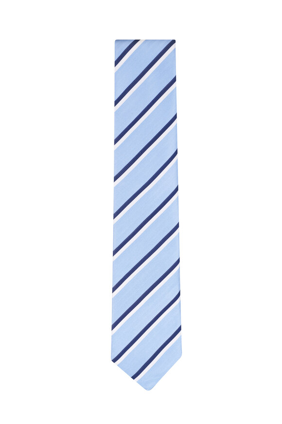 Canali Light Blue Stripe Silk Necktie