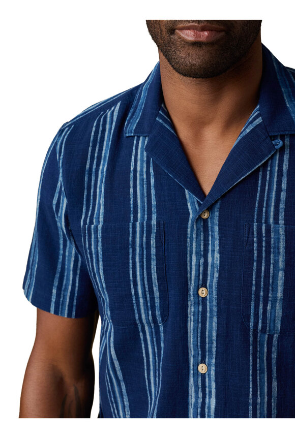 Faherty Brand Northern Blue Indigo Stripe Camp Shirt - view 4