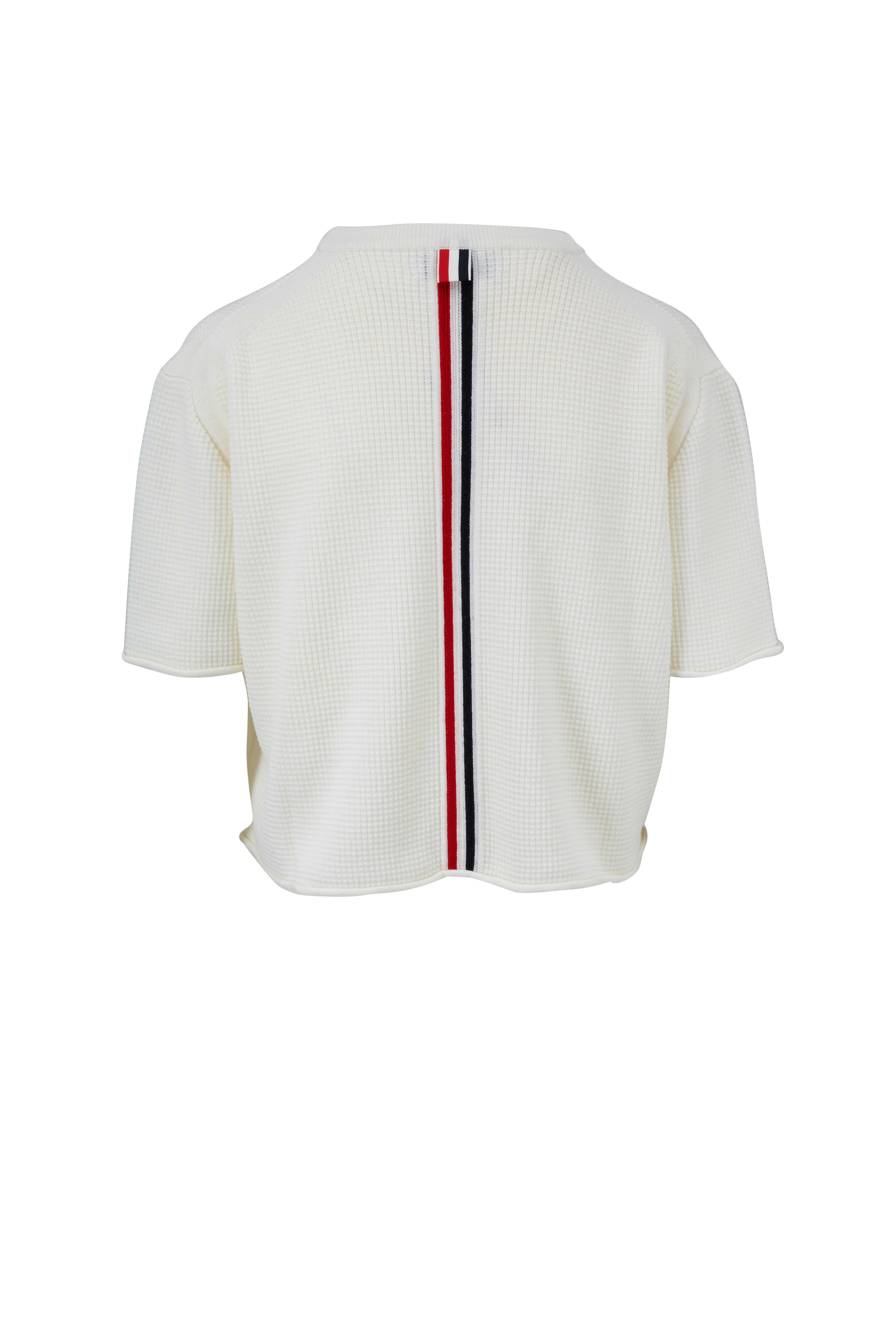 Thom Browne - White Wool Boxy Crop Sweater