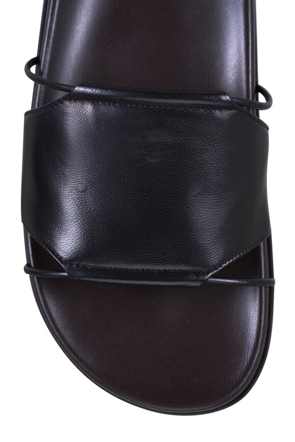 The Row Vivienne Black Leather Slide - view 4