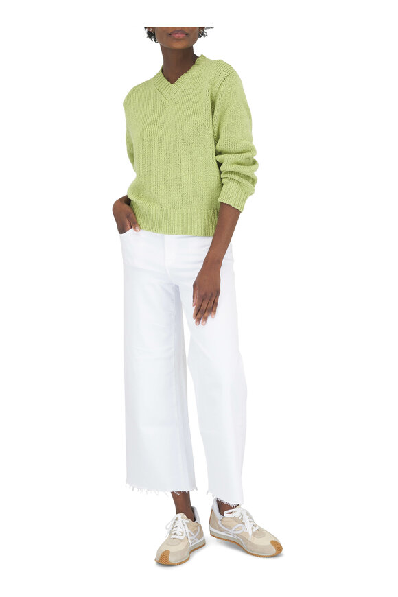 The Elder Statesman - Nora Wasabi Greeen Cotton Sweater 