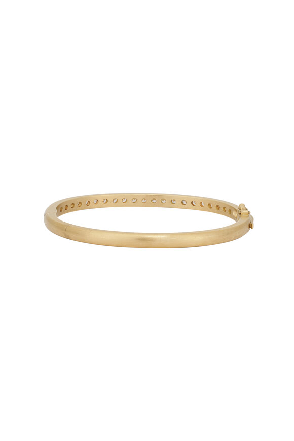 Caroline Ellen 18k Yellow Gold Diamond Single Row Pave Bangle - view 2