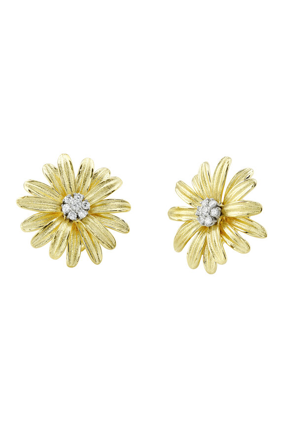 Aaron Henry 18k Gold Daisy Diamond Center Earring